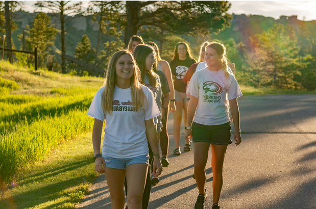 Students enjoying the trails behind CSC